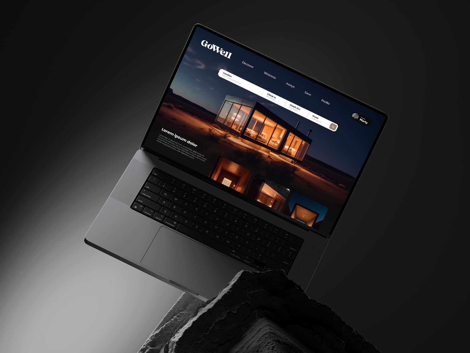 GoWell Desktop mockup of Secret Agency design